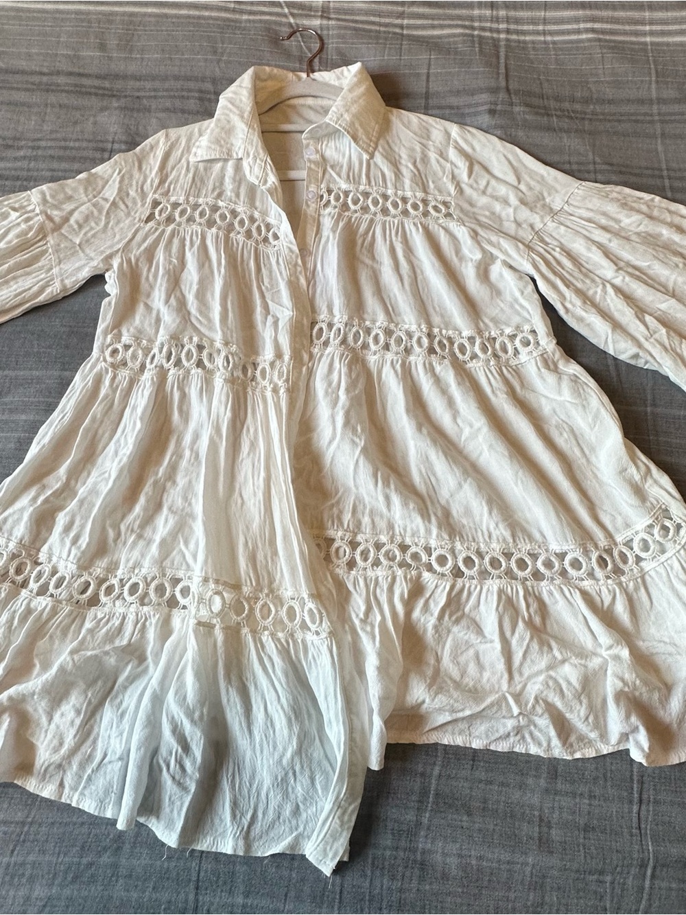 Women’s White Embroidered Button-Front Swimsuit Cover Up
